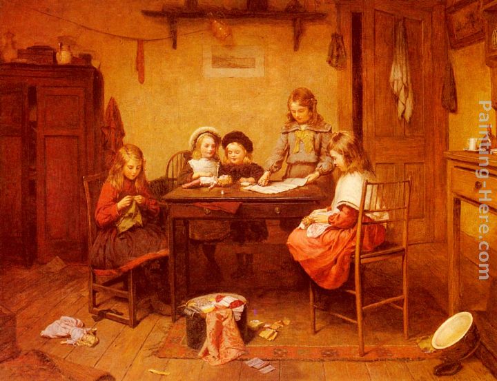 Young Dressmakers painting - Harry Brooker Young Dressmakers art painting